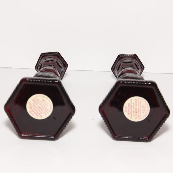 Vintage Avon 1876 Cape Cod Collection Ruby Red Glass Candlestick Pair EMPTY - Picture 4 of 6